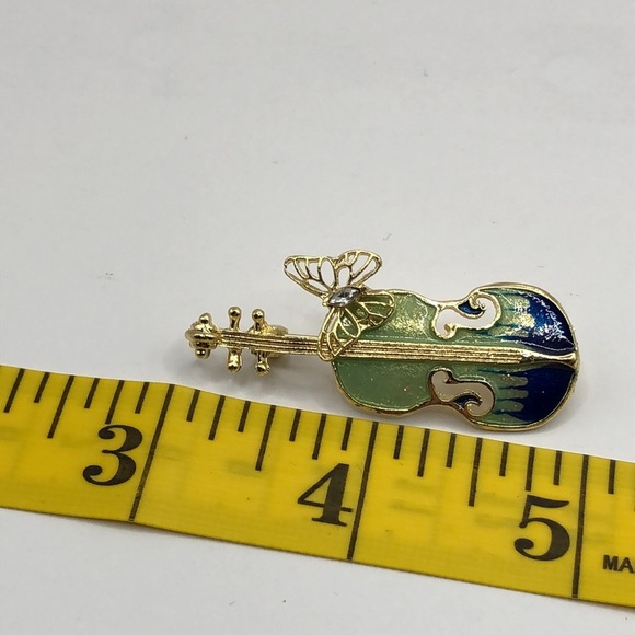 Violin Cello String Instrument with Butterfly Pin Brooch - Picture 7 of 12